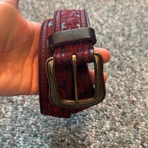 Lucky Brand Leather Red Patterned Belt